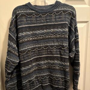 Montecatini Muti-colored Textured Knit Geometric Italy Grandpacore Men’s Sweater